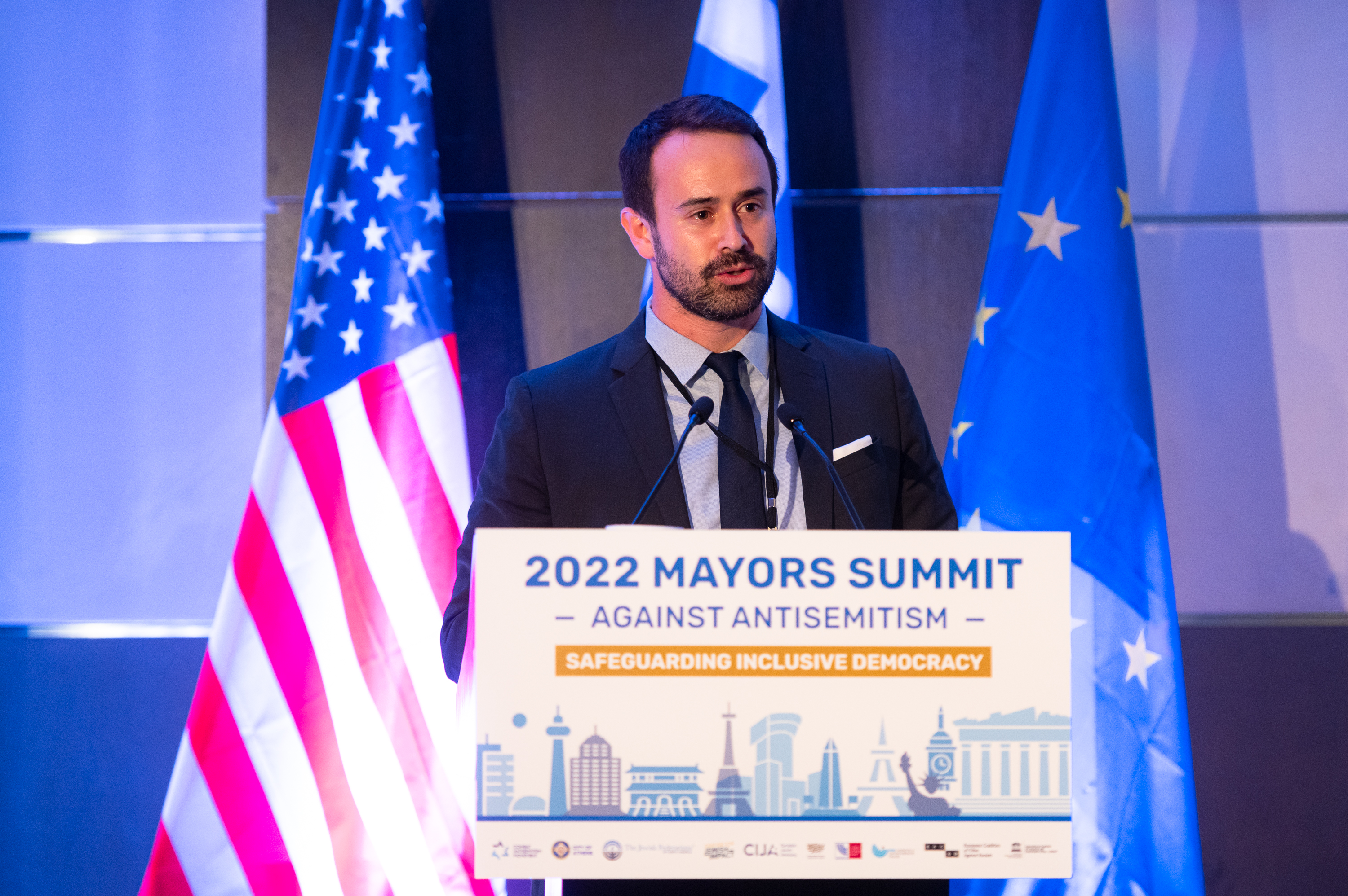 Sacha Roytman at the Mayors Summit Against Antisemitism in Athens, Greece